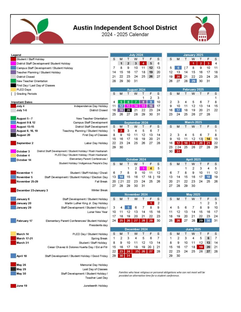 Austin Independent School District Calendar 2025