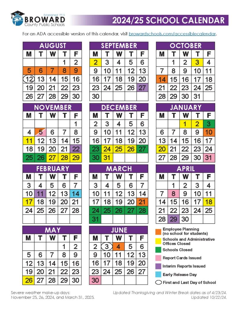 Broward County Public Schools Calendar 2025