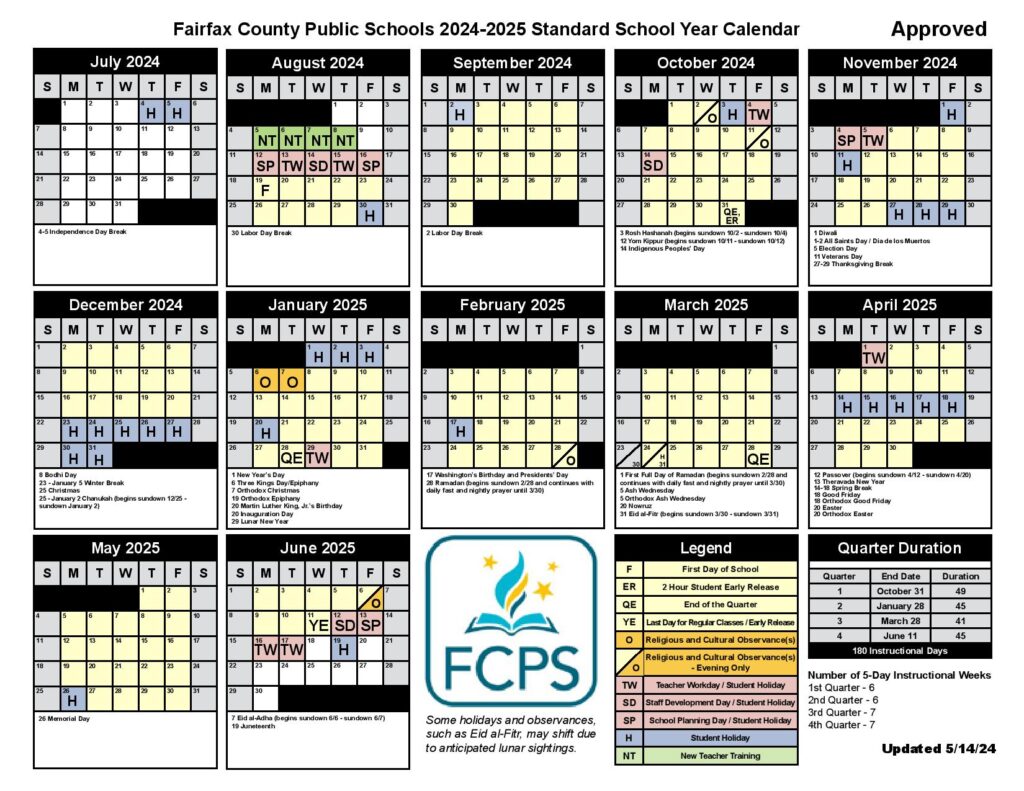 Fairfax County Public Schools Calendar