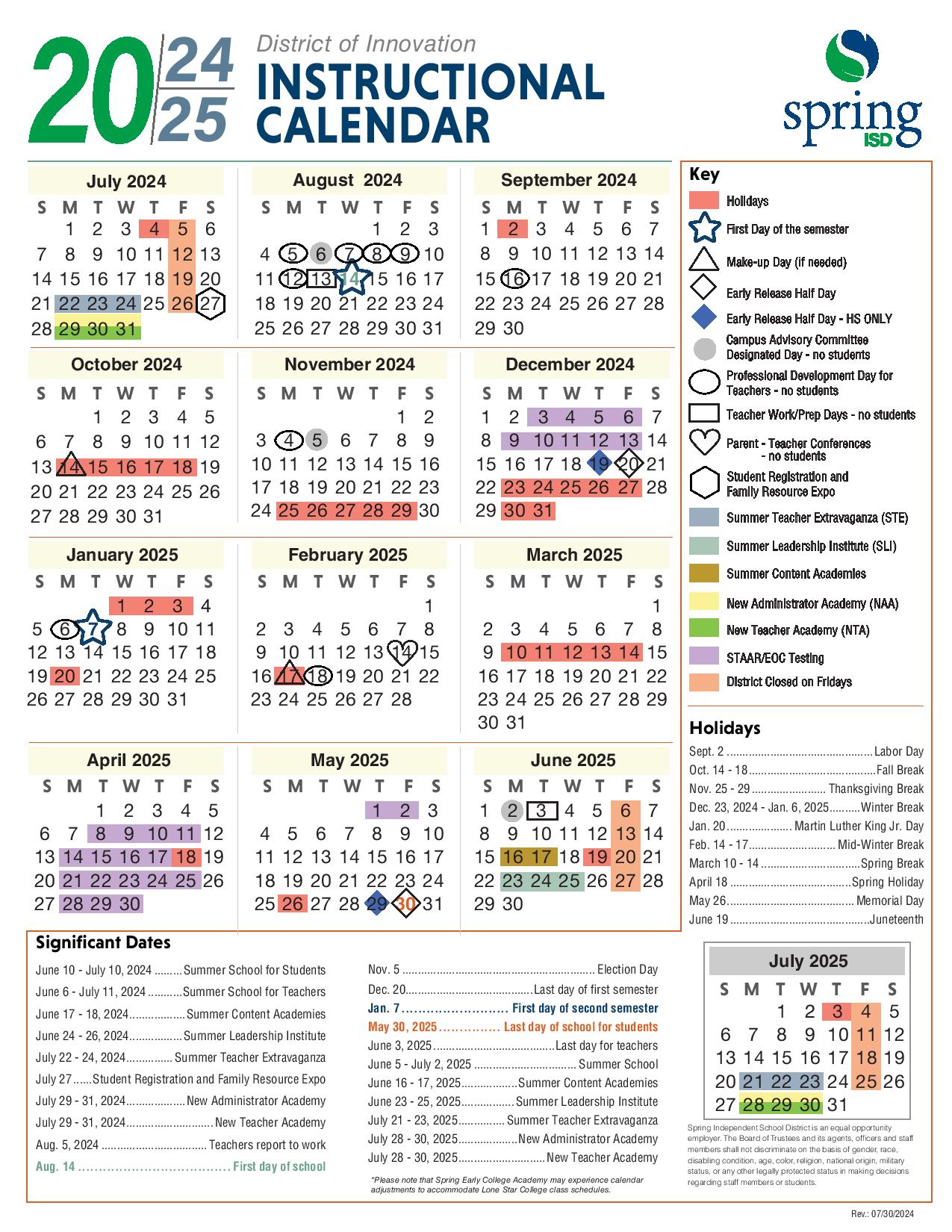 Spring Independent School District Calendar 2025 Download Now