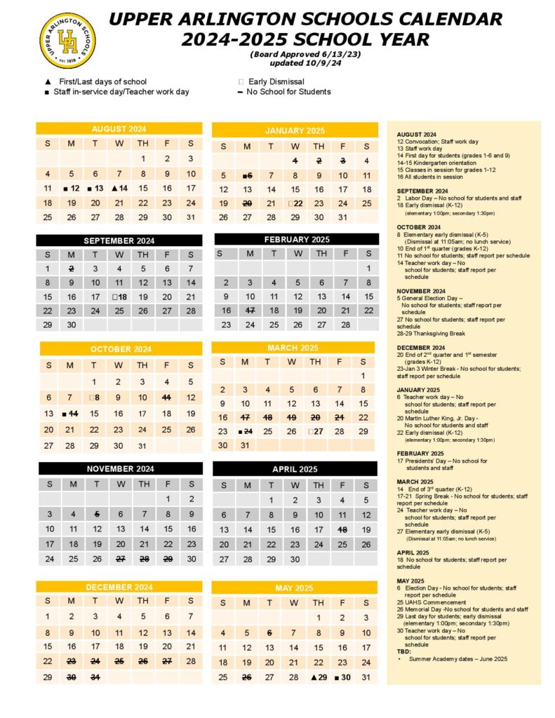 Upper Arlington Schools Calendar