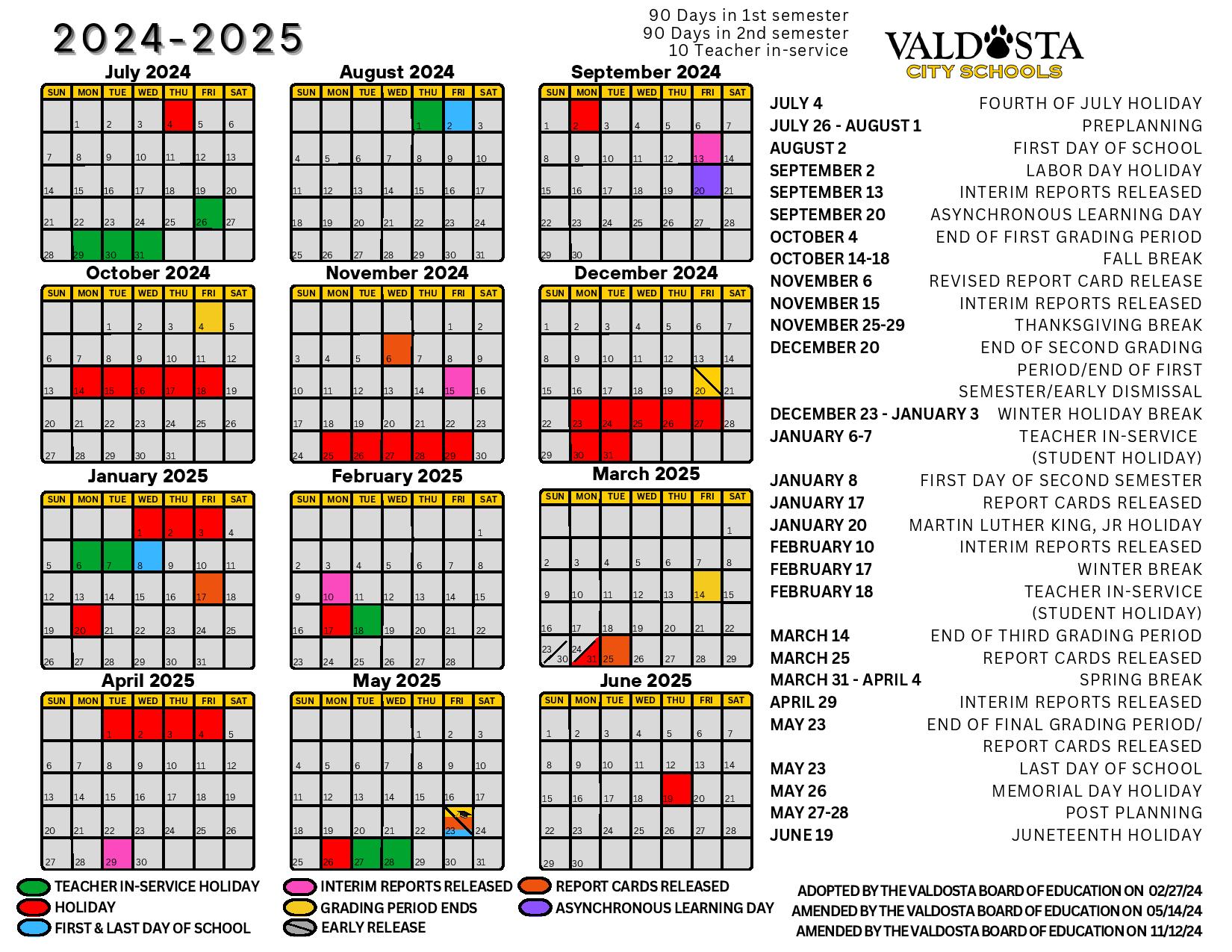 Valdosta City Schools Calendar 2025 Academic Calendar