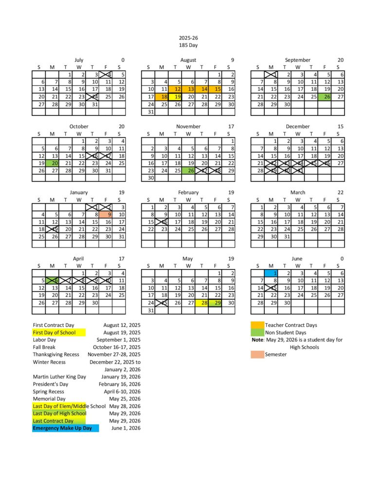 Salt Lake City School District Calendar