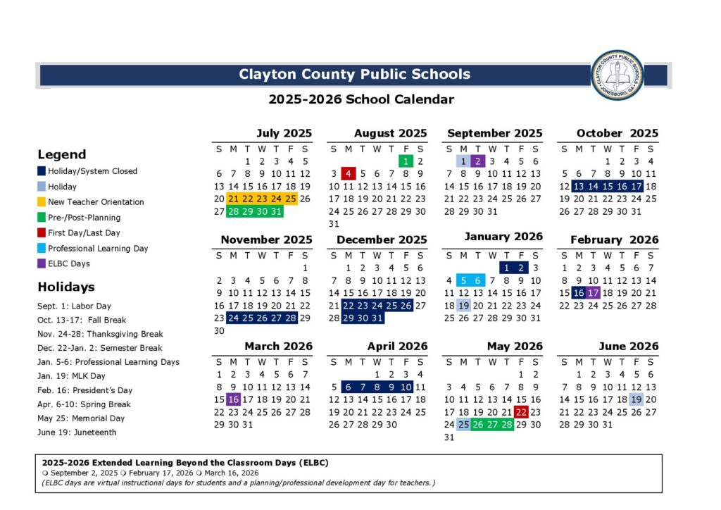 Clayton County Public Schools Calendar 2025